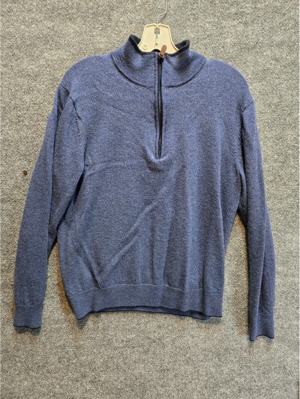 Kirkland Signature Men's Quarter Zip Mock Neck Pullover Sweater Heather Blue  MD